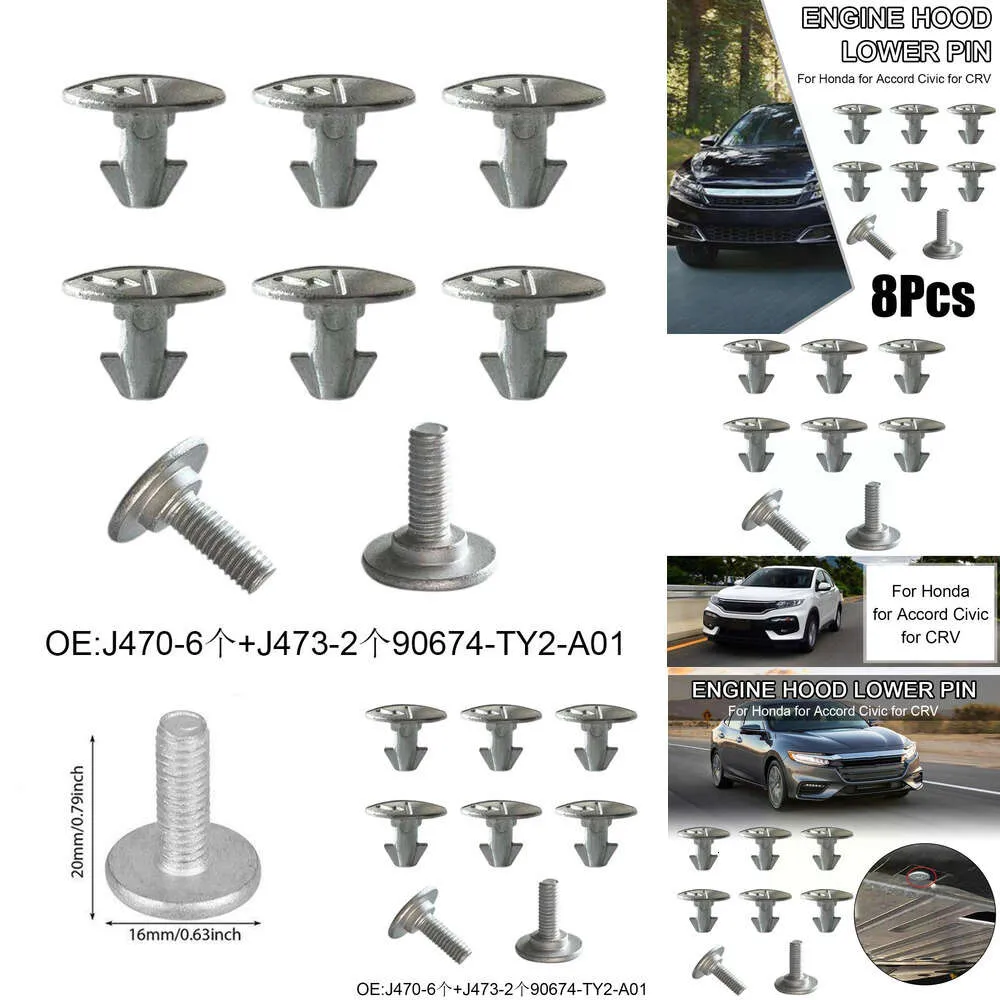 Novo conjunto de parafusos de pinos de cobertura, 8 peças, 90674-ty2-a01, accord para honda acura, pino inferior, retentor de parafuso, crv, motor civic, accessa d2a2