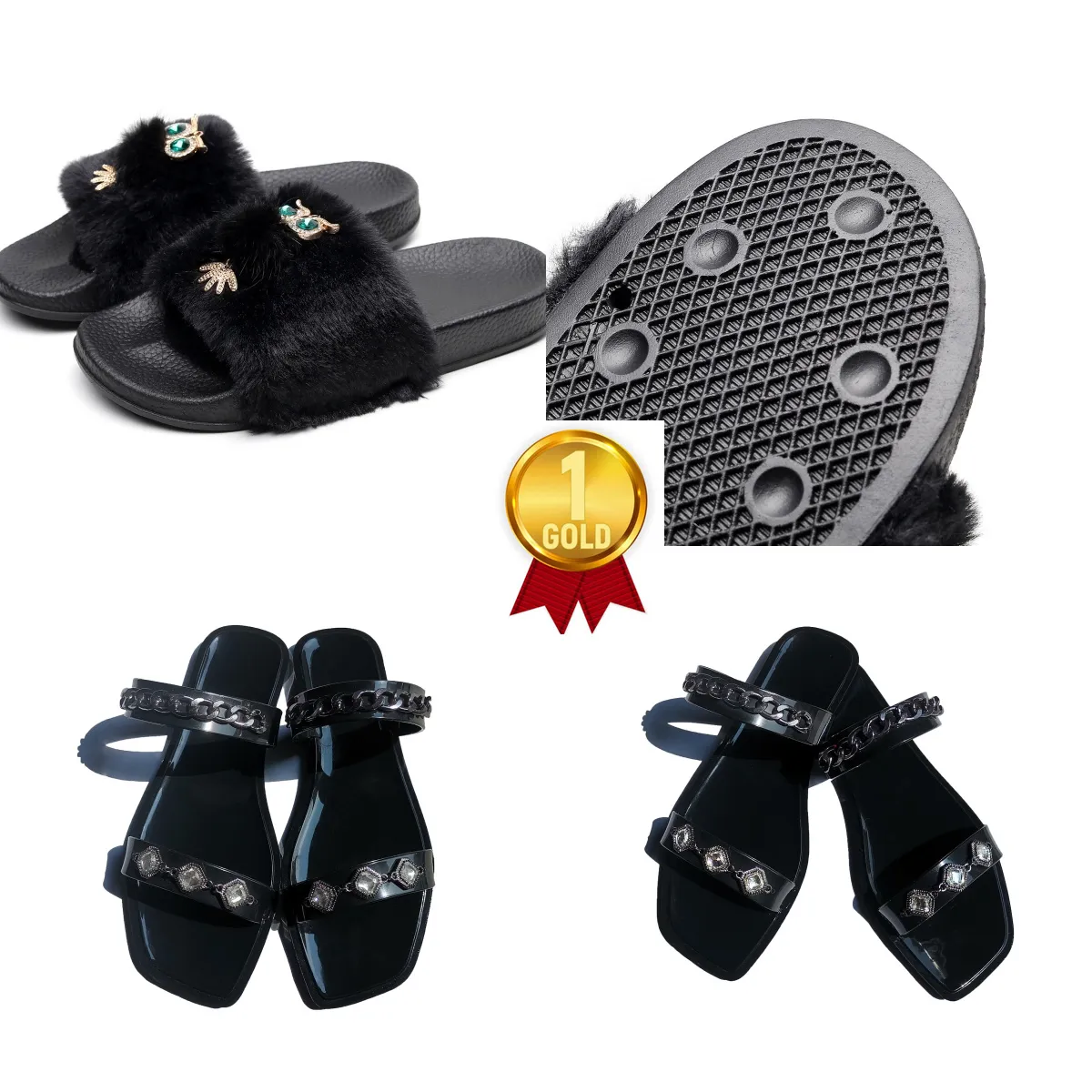 Pantofole firmate GAI Sandali con tacco estivi da donna bianchi neri Pantofole eleganti in peluche di qualità Pantofole stampate Pantofole piatte Sandali piatti classici da spiaggia