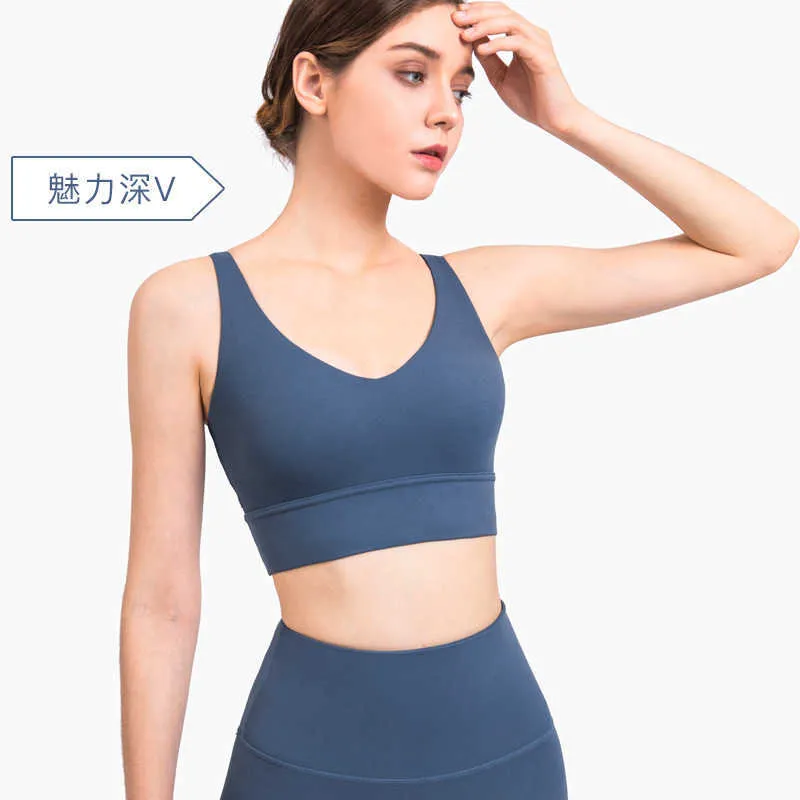 Andra kläder strikt urval av nya sportbh med bröstkuddar chockabsorberande yogatoppar dubbla bröst och vackra ryggunderkläder för kvinnor