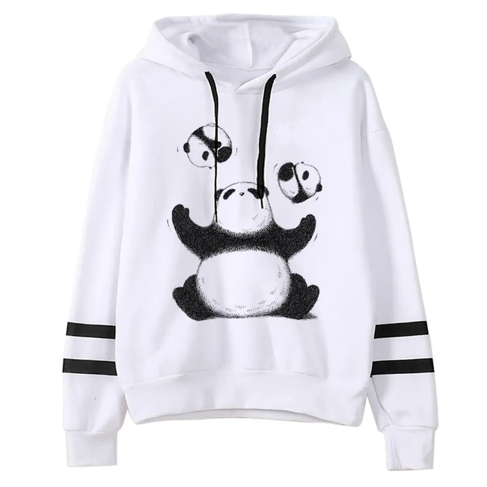 Sweatshirts panda hoodies kvinnor fleece rolig träning kvinnor vintage kläder