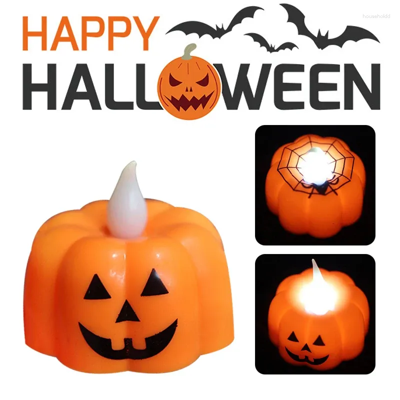 Candle Holders Halloween Small Night Light Portable Pumpkin Lamp Electronic With Battery LED Christmas Ornaments Home Decorations