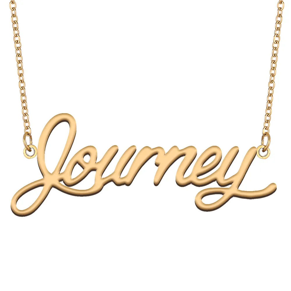 Collares con nombre de viaje colgante Personalizado Personalizado para mujeres niñas niños mejores amigos Regalos para madres Acero inoxidable chapado en oro de 18 quilates