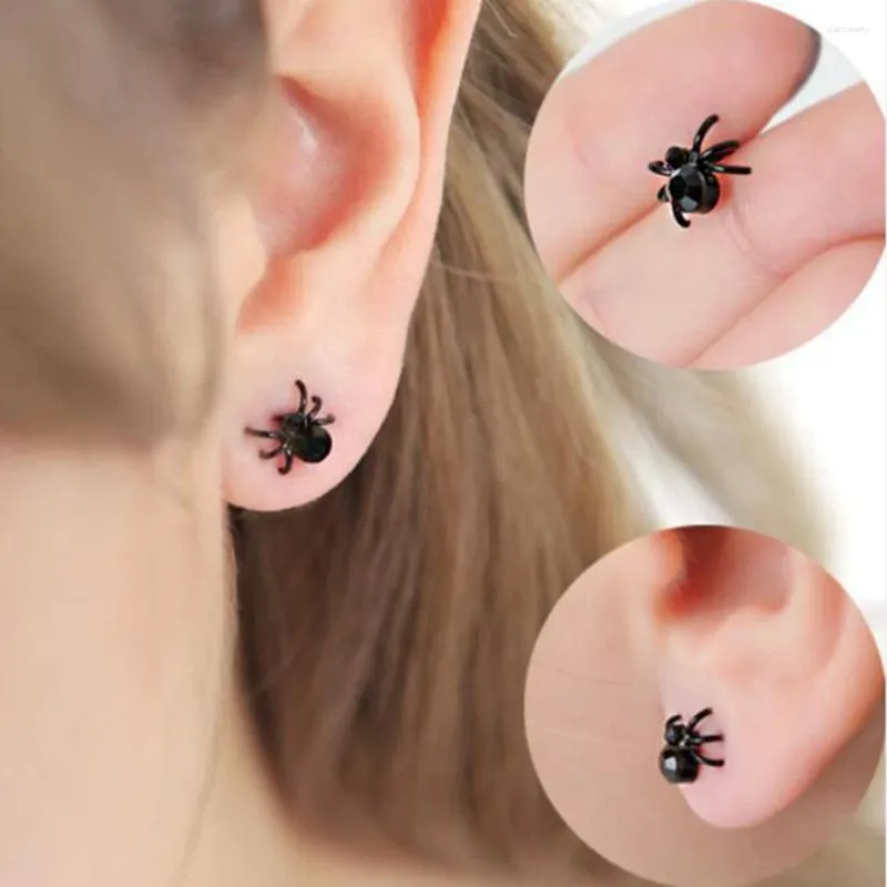 Boucles d'oreilles pendantes noires en forme d'araignée, bijoux unisexes Punk drôles pour femmes et hommes
