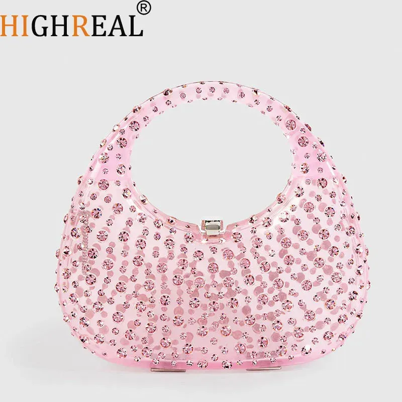 El çantası marka moda kadınlar çanta şeffaf akrilik lüks parti balo balo akşam çantası kadın gündelik bling net debriyaj 240304