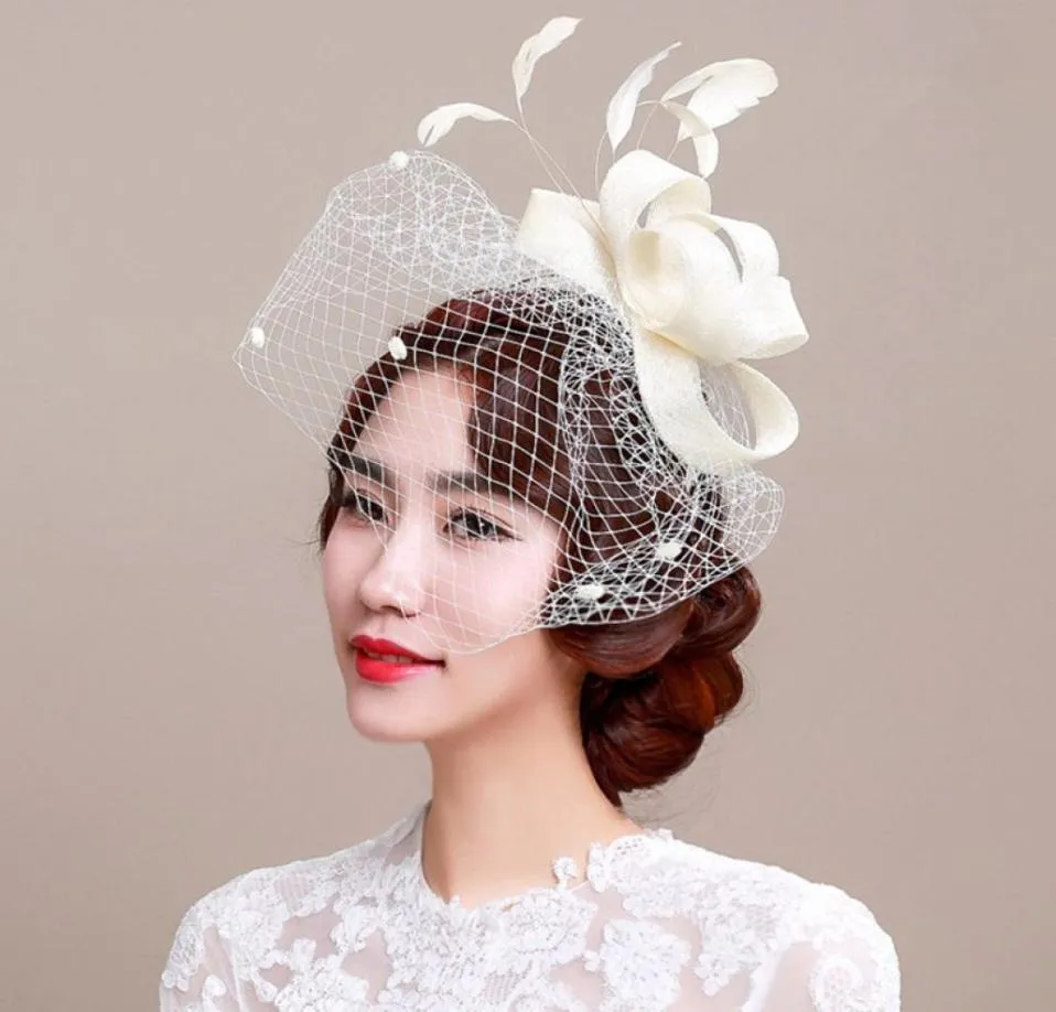 Fascinator bridal headpiece wedding veils with feather wedding hair accessories headpieces for wedding party headdress party decor3802610