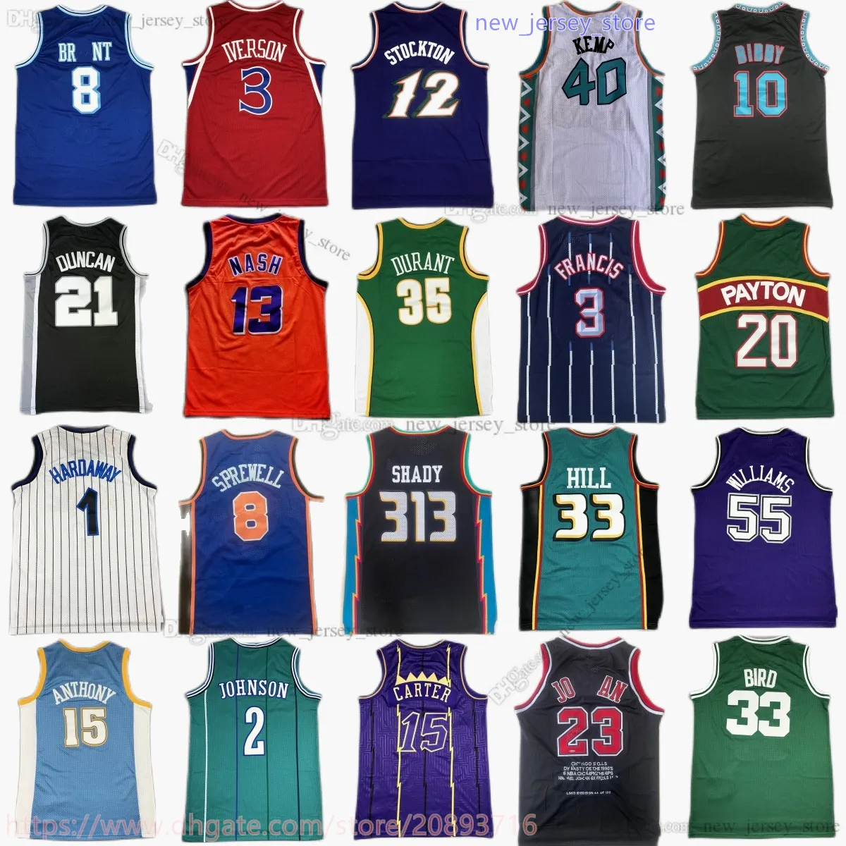 الكلاسيكية الرجعية شادي 313 Eminem Jersey كرة السلة Scottie Pippen Dwyane Wade Shareef Abdur-Rahim Bill James Russell Yao Isiah Ming Thomas Tyrone Muggsy Bryant