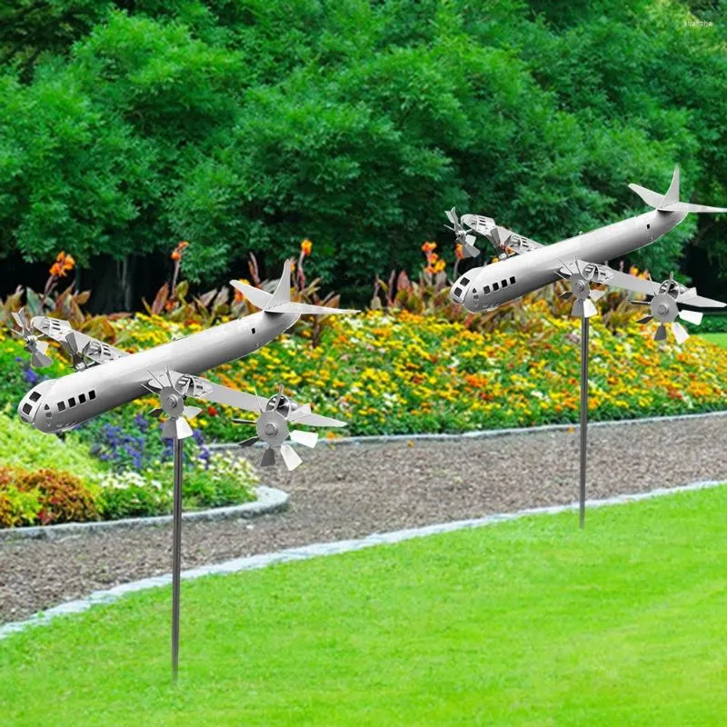 Decoraciones de jardín Avión de metal Molino de viento 3D Super Fortress Aircraft Spinner para decoración al aire libre