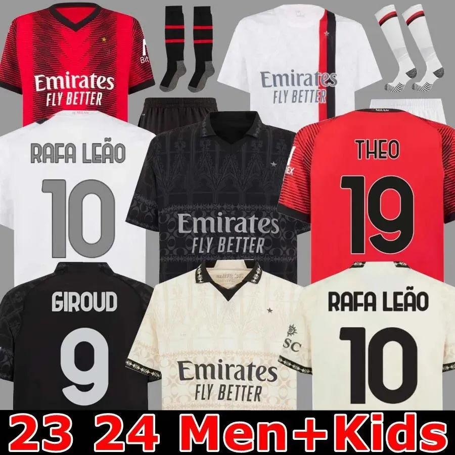 AC S 23 24 Maillots de football GIROUD DE KETELAERE RAFA LEAO Maillot de football Quatrième Hommes Enfants Kit Jersey PULISIC Loftus-Cheek THEO Camiseta Futbol