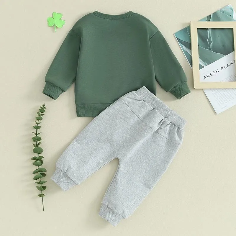 Zestawy odzieży St Patricks Dzień maluch mały chłopiec ubrania mama S Lucky Charm Bluza