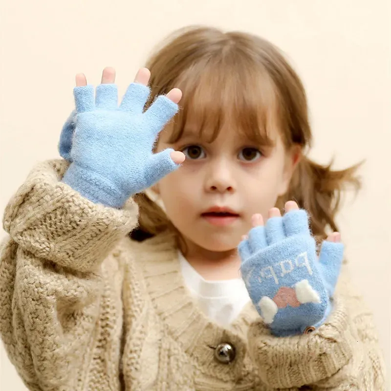 Теплые перчатки, варежки для детей, зимние аксессуары без пальцев для девочек, кавайные аксессуары, детские грелки Guantes Nieve 240226
