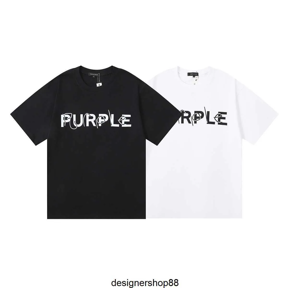 Best Quality Fashion Brand Purple Letter Printed Loose Short Sleeved T-shirt for Men and Womens Pullover