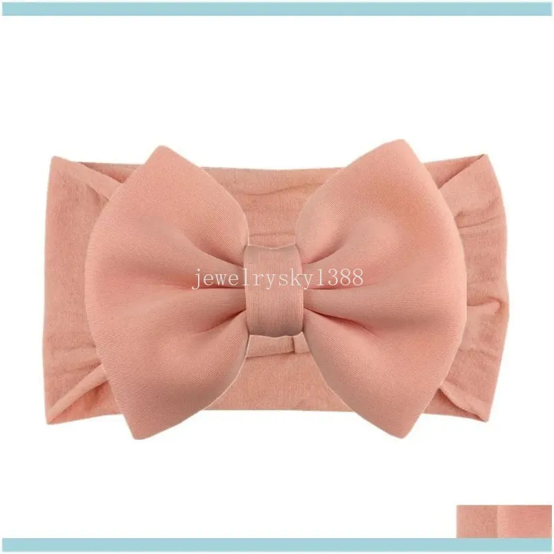 Headbands Jewelry Big 5.5Inch Puff Bows For Baby Girls Knotbow Nylon Turban Headband Kids Children Hair Aessories