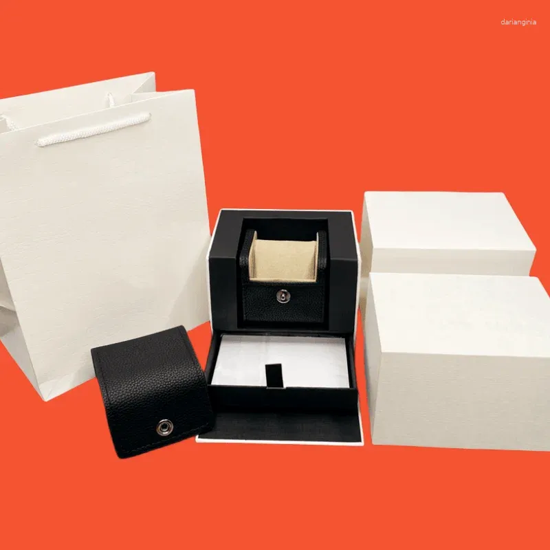 Caixas de relógio atacado caixa de couro preto de alta qualidade com livreto de armazenamento portátil relógios personalizados presente 904l