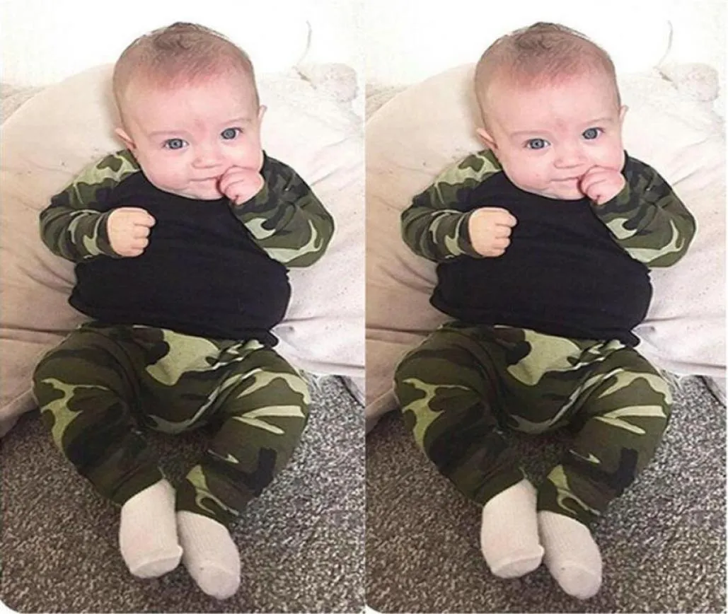 Nouveau-né infantile bébé garçon vêtements Camouflage t-shirt hauts pantalons tenues 2 pièces ensemble garçon vêtements ensemble Autumn229l6882545