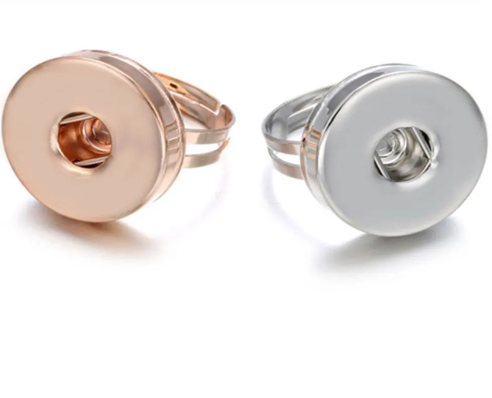 10PCLOlot Najnowszy Snap Jewlery Gold Silver 18 mm Button Pierścień Metalowe pierścienie imbirowe dla kobiet mężczyzn DIY Prezenty 7050073