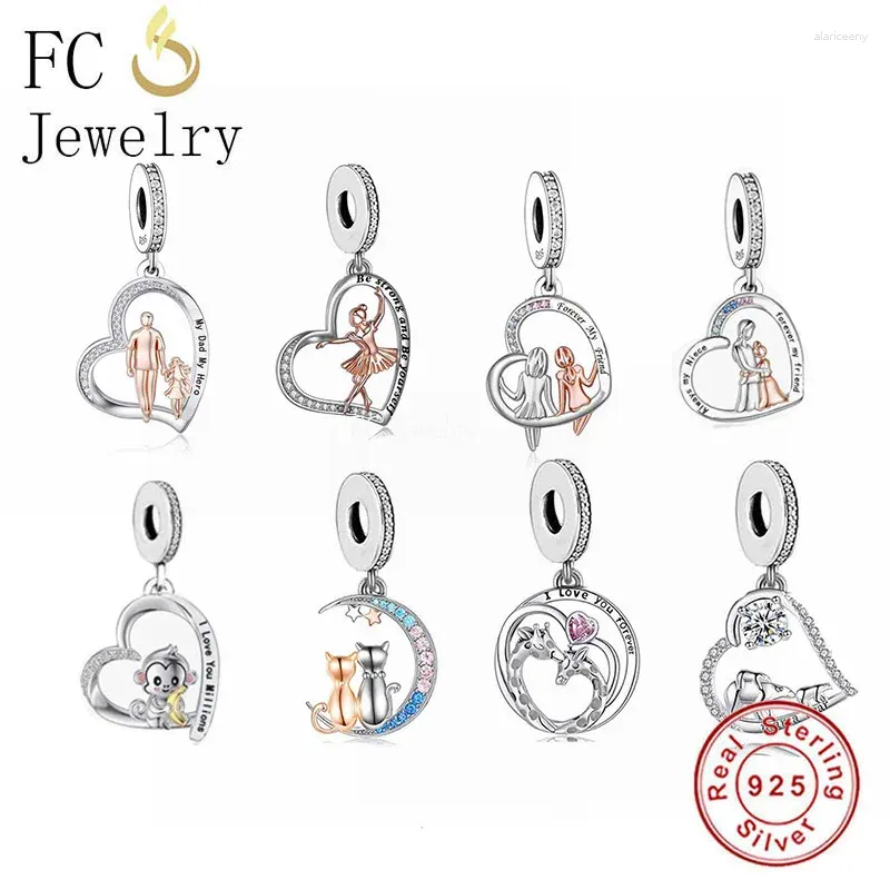 Loose Gemstones FC Jewelry Fit Original Charm Bracelet 925 Sterling Silver Dad And Daughter My Hero Bead For Making Women Berloque 2024