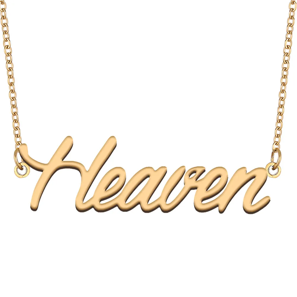 Himmelens namn halsband hänge anpassad personlig för kvinnor flickor barn bästa vänner mödrar gåvor 18k guld pläterat rostfritt stål