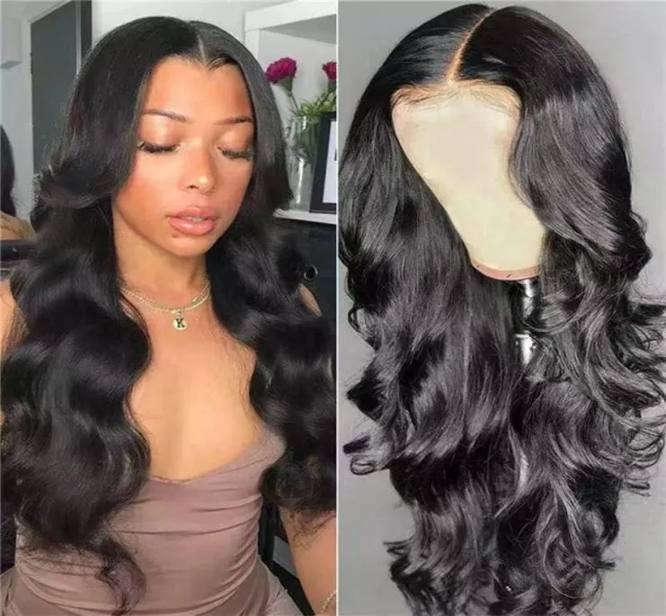 Grote Golf Natuurlijke Zwarte Kanten Voorkant Echte vrouwenpruik Echt haar Body Wave Voorkant Pruik PrePulled met babyhaar 150 Denisty HD Natuurlijk H5652621