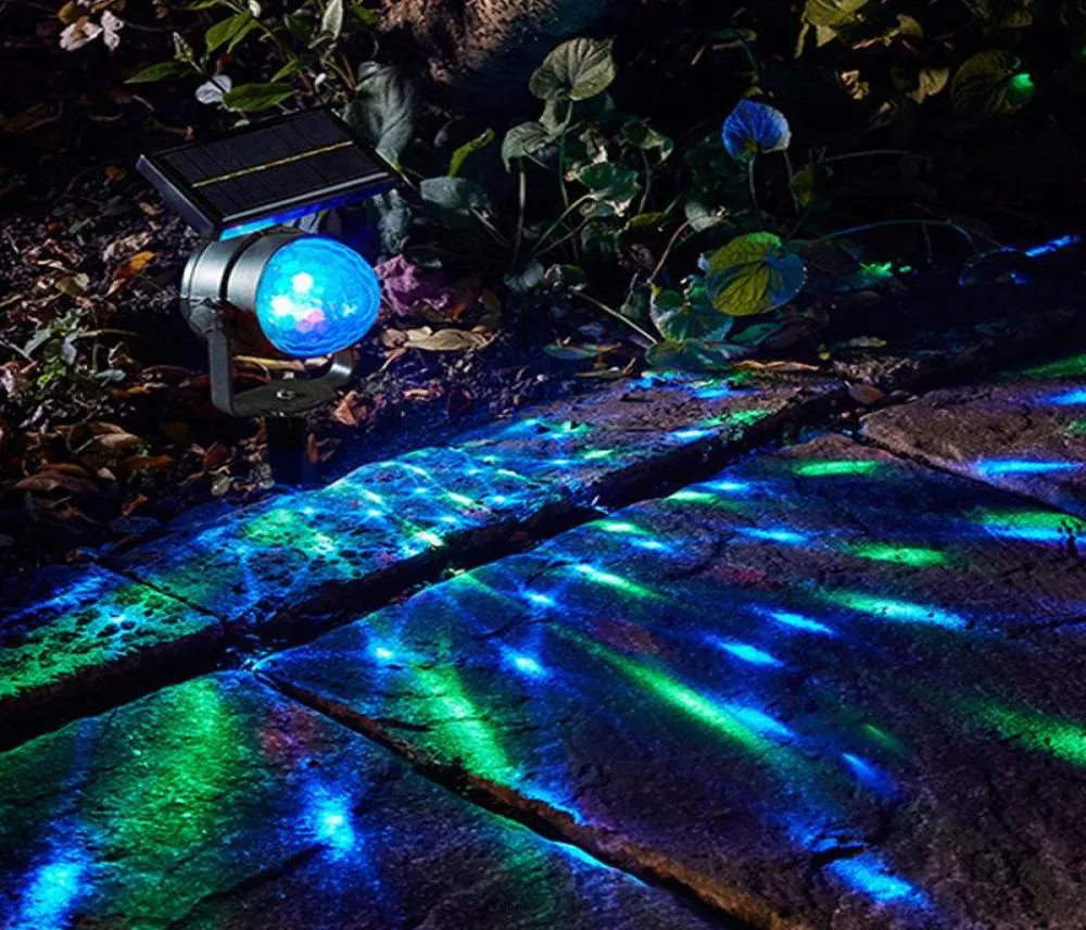 Efeitos Luzes de Natal Ao Ar Livre Solar Jardim Luz LED Lâmpada Do Projetor Colorido Rotativo Decoração Do Gramado Para Casa Pátio Decor7927223