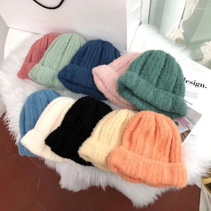 Bérets INS influenceur tricot bonnets chapeau couleur Macaron doux cireux haute qualité laine tout-match hiver chaud femmes casquettes