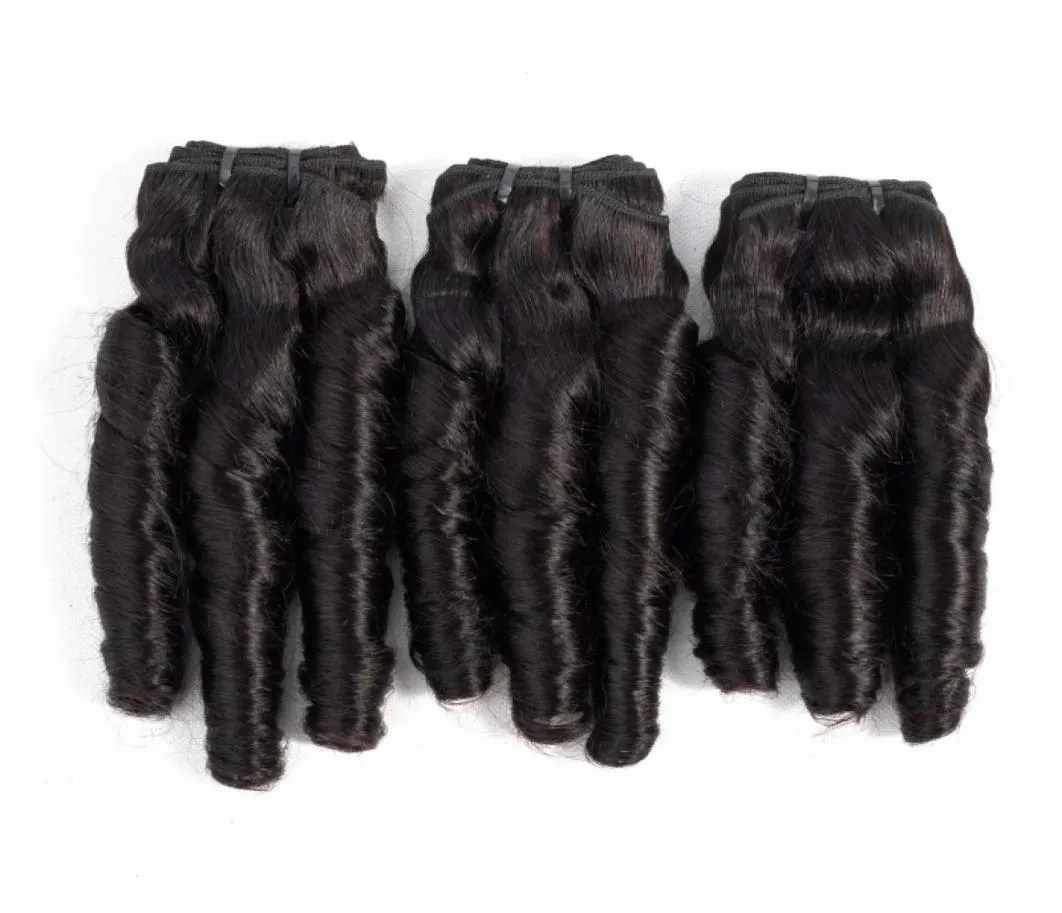 9A Funmi Haar Lente Krul 1020 inch Braziliaanse Indian Raw Maagdelijk Haar Natuurlijke Kleur Romantiek Krul Gehaakte Hair Extensions 3pieceslo1467817