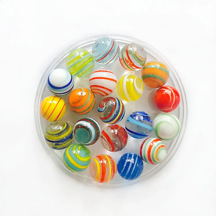 16 mm ronde veer ontwerp handgemaakte glazen knikkers bal bedels woondecoratie accessoires vaas gevuld spel speelgoed voor kinderen kinderen 24 stuks 211101