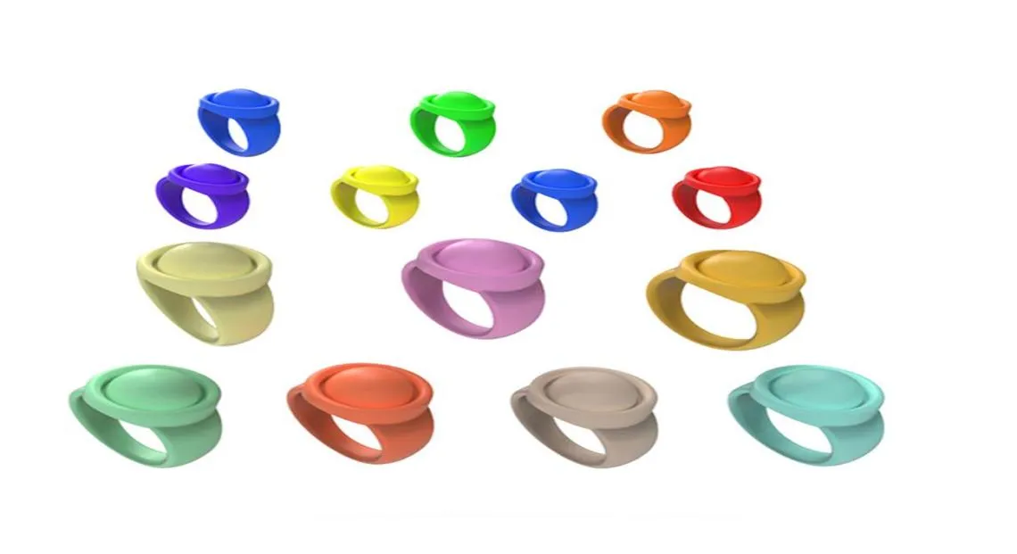 Sensory Silicone Finger Ring Push Bubble Toy Candy Color Rings Kids Christmas Gift Toys WholesaleA395929074