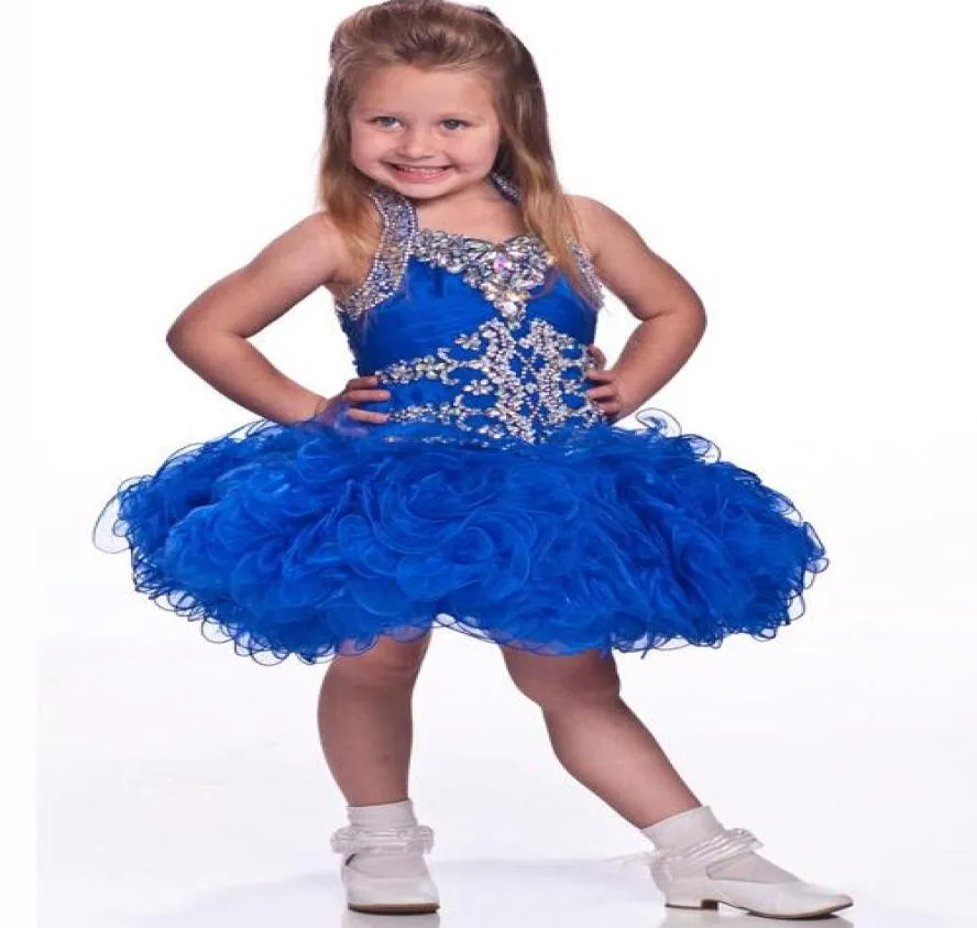 Cupcake Pageant Dresses Girls Purple Ball Gowns Organza Beaded Crystals Short Children 2019 Flower Girl Special Party Dress 3433101