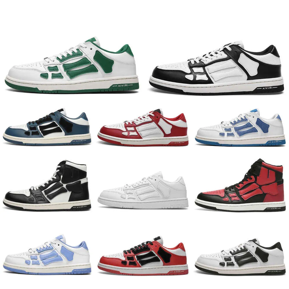 Designers homens sapatos esportivos esqueleto ossos mulheres preto branco azul verde sapatos esportivos tênis skel topo baixo couro genuíno rendas até treinadores basquete sapatos casuais c05