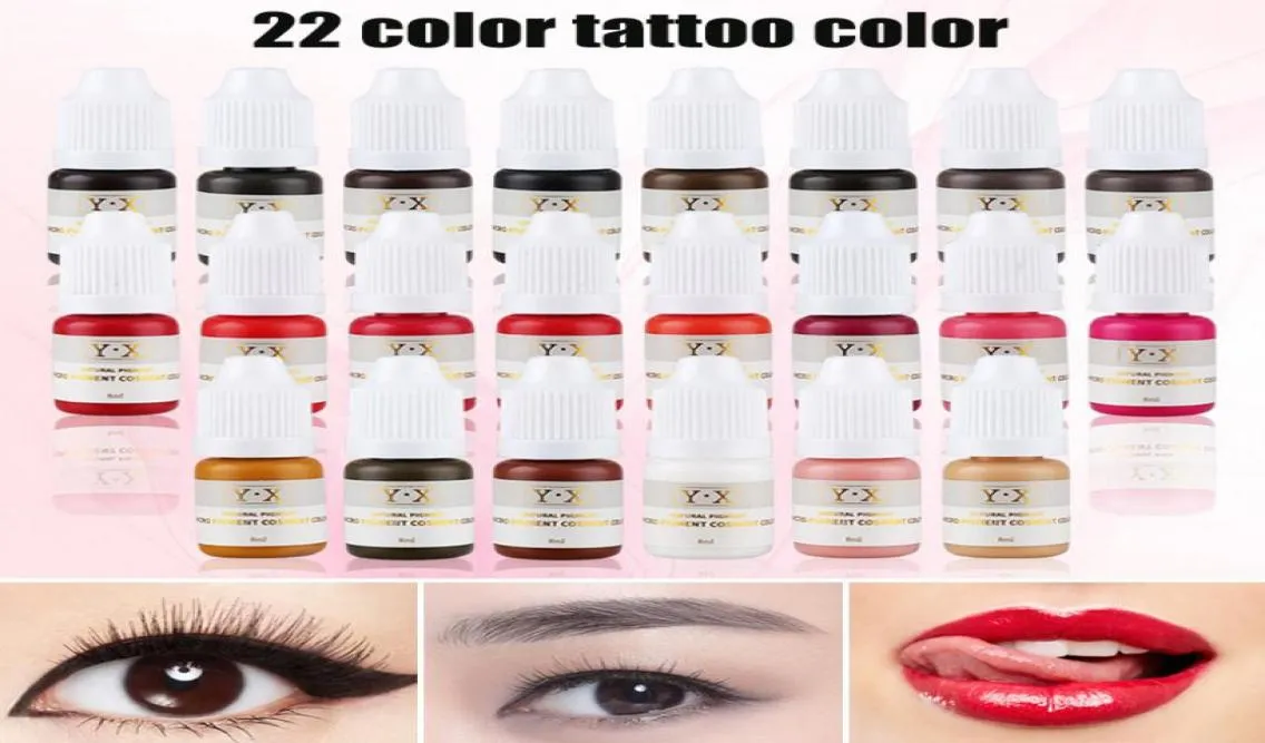 Encres de maquillage Semi-permanentes pour sourcils, 22 couleurs, lèvres, ligne des yeux, tatouage, pigments de Microblading, 6155117