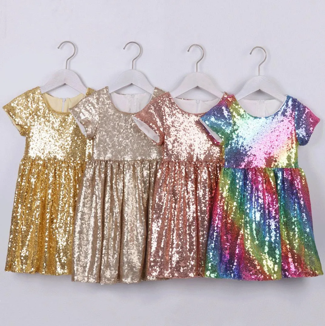 Girl Sequin Tutu Kids Princess Glitter Pink Summer First Commonion Dresses for Girls Party Dress T2007099874550