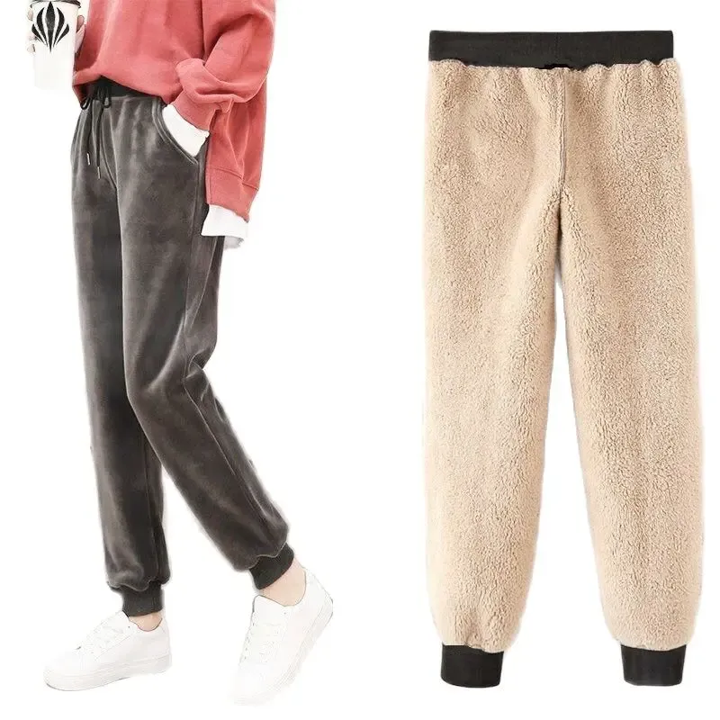 Leggings donna leggings larghi invernali da donna a vita alta Pantaloni sportivi in velluto spesso Pantaloni Harem caldi femminili Pantaloni termici in cashmere liscio e solido