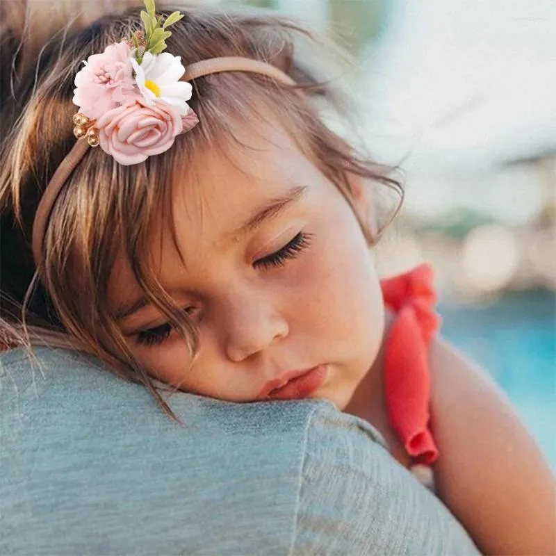 Acessórios de cabelo Crianças Flores Elásticas Headband Princesa Estilo Flor Bebê Europeu e Americano Simples