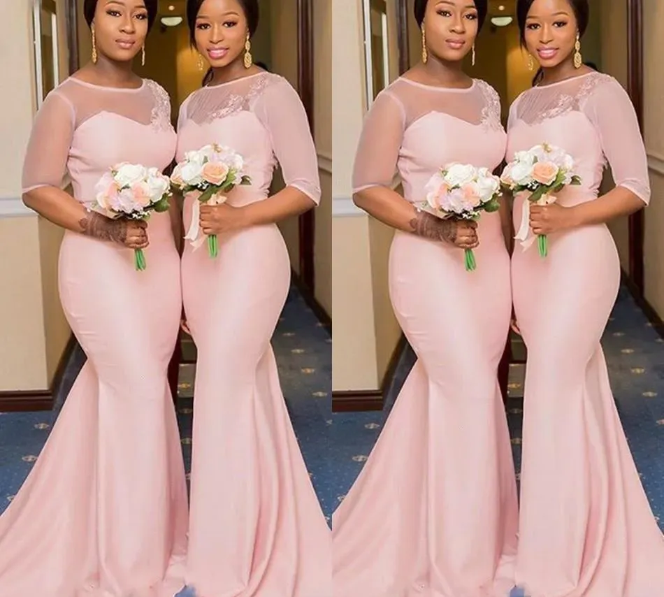 Maid of honor dresses blush pink hot sale