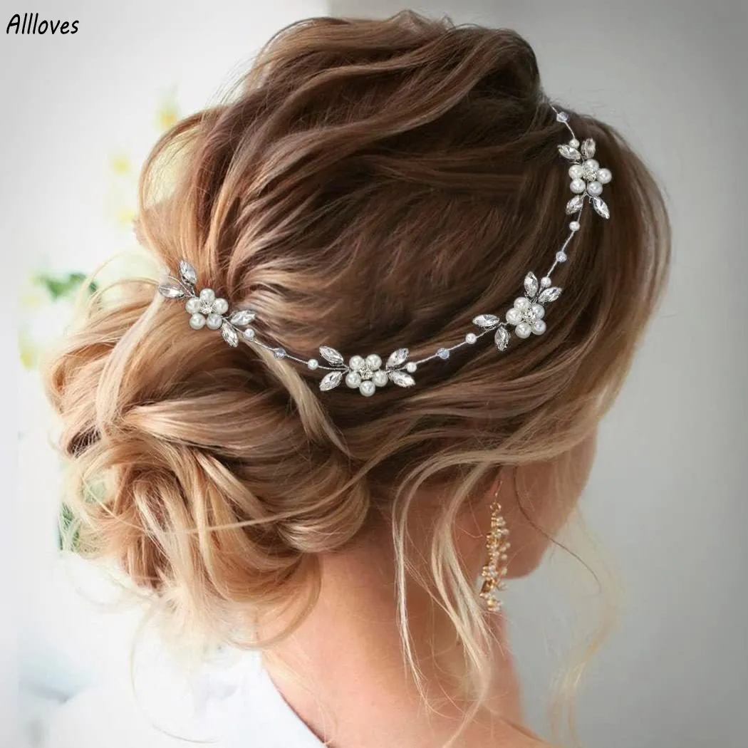 Utsökta pärlor Rhinestones brudhuvudstycken för bröllopskvinnor tiaras pannband hårtillbehör cl3354