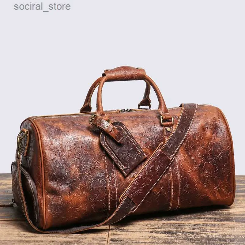 Borse per pannolini LEATHFOCUS Borsa vintage Emed Borsa da viaggio in pelle da donna per uomo Borsone da lavoro di grande capacità Borsa da palestra per il fine settimanaL240305