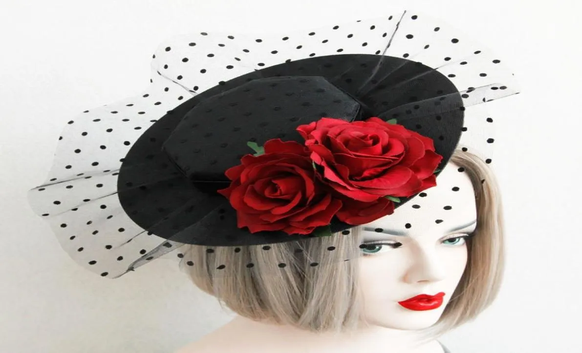 sexy party hat dress Wedding hair pin Vintage Flower mesh Hair Accessories Bridal Head Hats For Christmas Wedding Party dress Fasc3258480