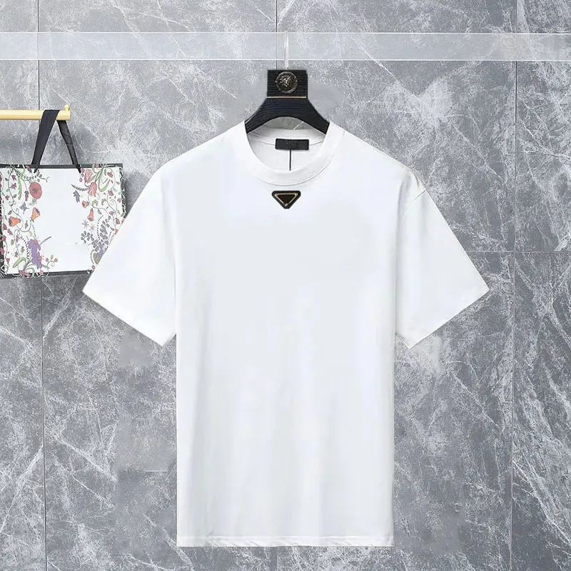 Designer masculino pra moda triângulo camiseta camisa preta masculina camiseta feminina 100% algodão manga curta peito triângulo masculino e feminino camiseta curta