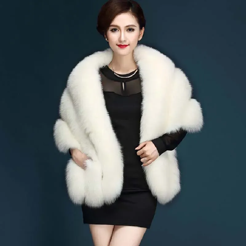 Fur Women Bolero Bridal Shawl Faux Fur Wrap Evening Party Dress Wedding Cape ridal Shawl Fake Fur Cape Winter Bridal Cloak Bolero