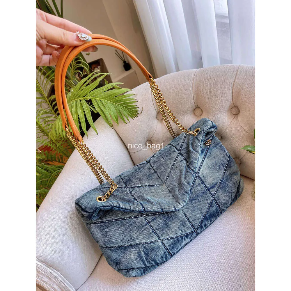 designer denim shoulder bags blue flap messenger chain handbags purses high quality woman crossbody bag 2024 new women cool flat wallet fashion girl