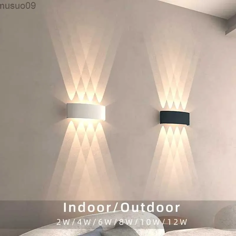 Lámpara de pared Lámpara de pared LED arriba y abajo Luz de pared interior de aluminio impermeable IP65 para dormitorio Sala de estar Pasillo Iluminación interior y exterior