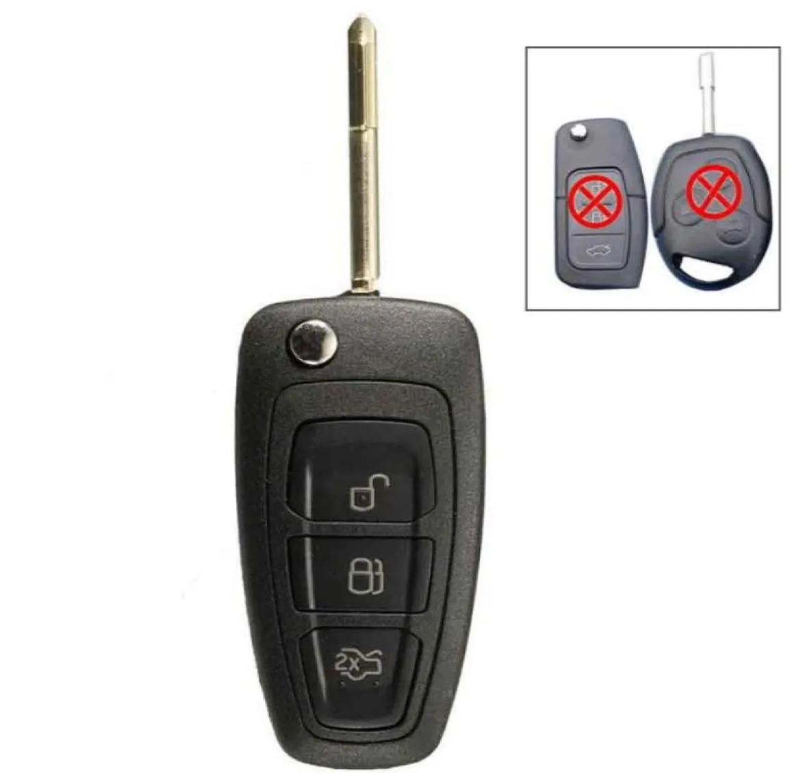 3 knappar bilflip fjärrnyckel fob med chip 4d60 för Ford Focus Mk1 Mondeo TransitConnect 433MHz24046349177832