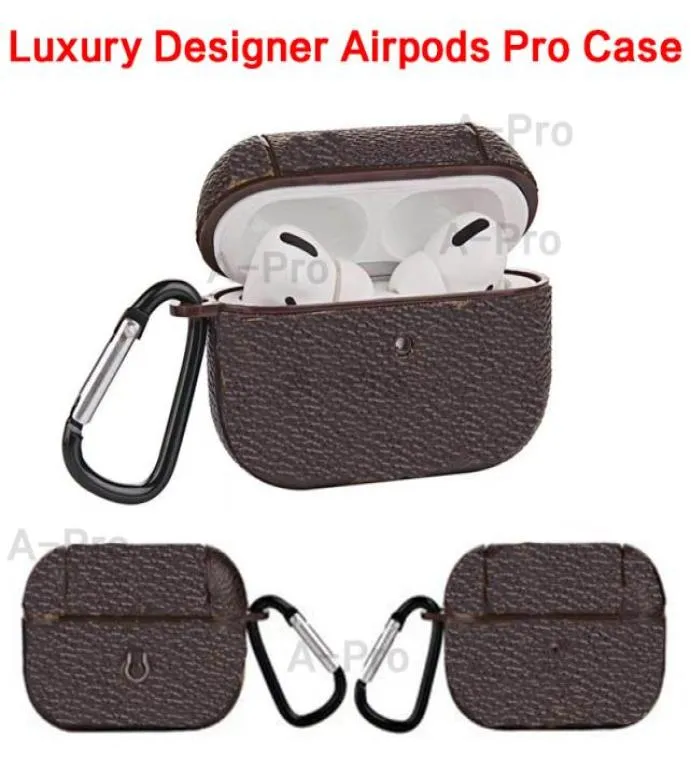 UPS Designer AirPods Pro Case Set Top Leather Headset Accessories Hard Shell Protection Package Hook Bags7302896