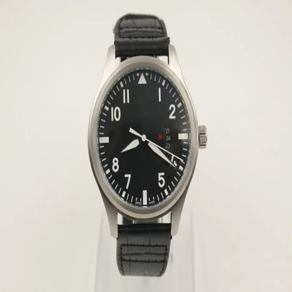 Man hoge kwaliteit AutoWatch voor mannen zwarte wijzerplaat platina kast zilver skelet Mark XVII horloge Leather263n