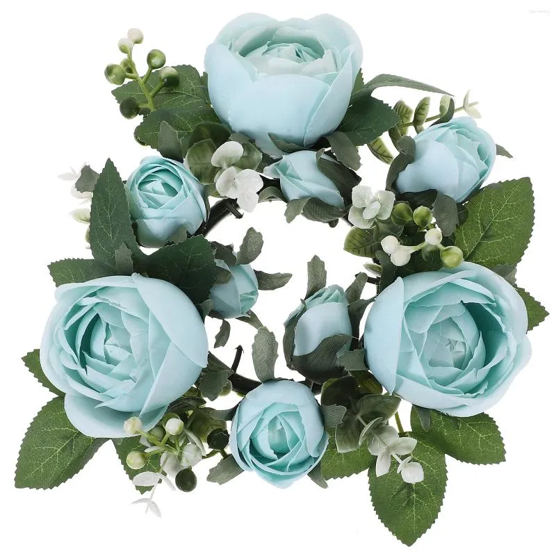 Decorative Flowers Wedding European Simulated Rose Candlestick Garland Valentine's Day Table Party Decoration (white) Flower Plastic