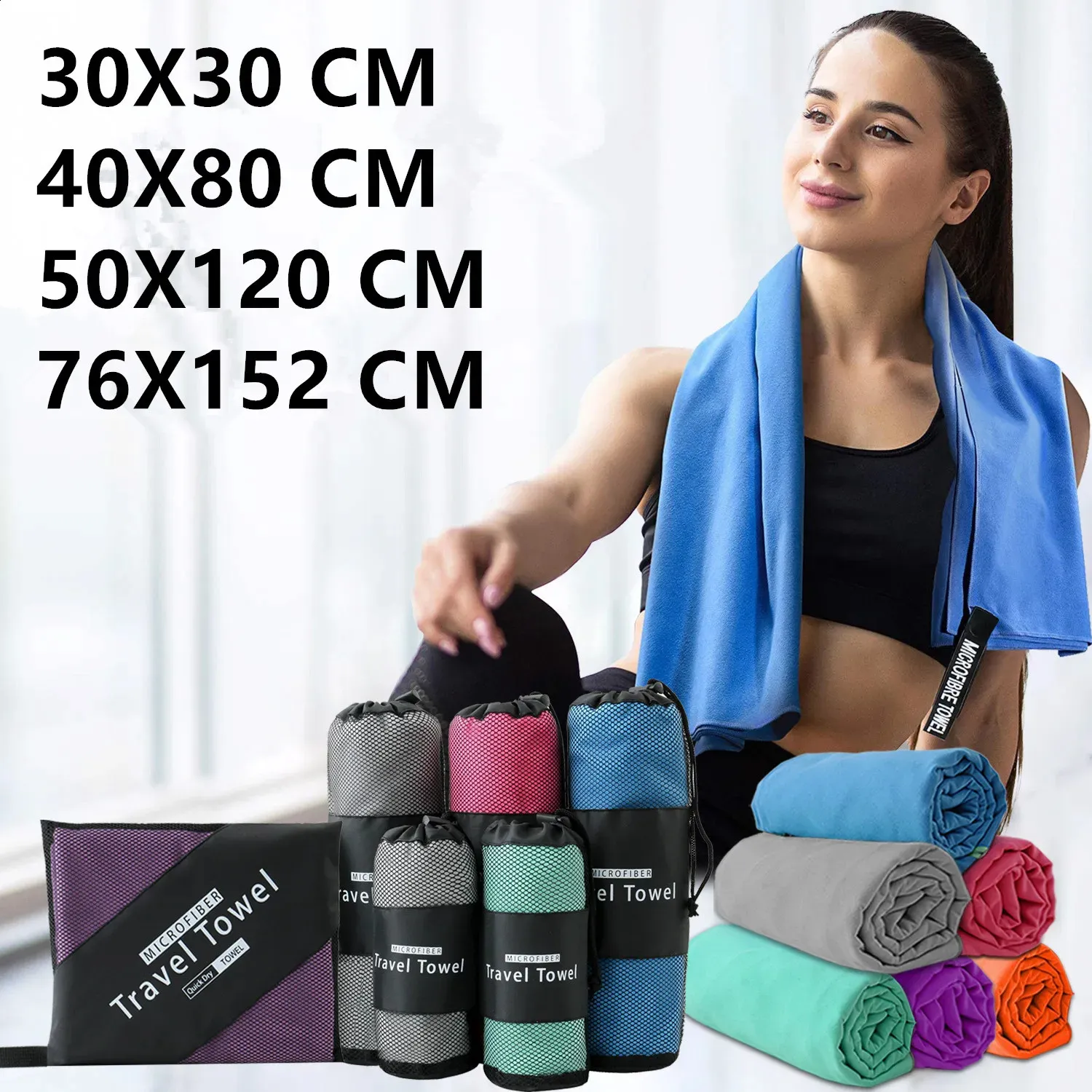 Nouvelle serviette en fibres ultra-fines à séchage rapide pour le sport serviette de camping super absorbante serviette de plage de yoga de natation super douce et légère 240305