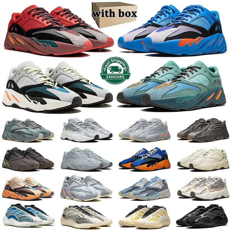 Kutu Tasarımcı Ayakkabıları 700 V3 Koşu Ayakkabıları Azael Kahverengi Tuz Solması Karbon Parlak Siyan Mnvn Üçlü Siyah 700 Mens Sport Trainer Sneaker Boyutu 36-48