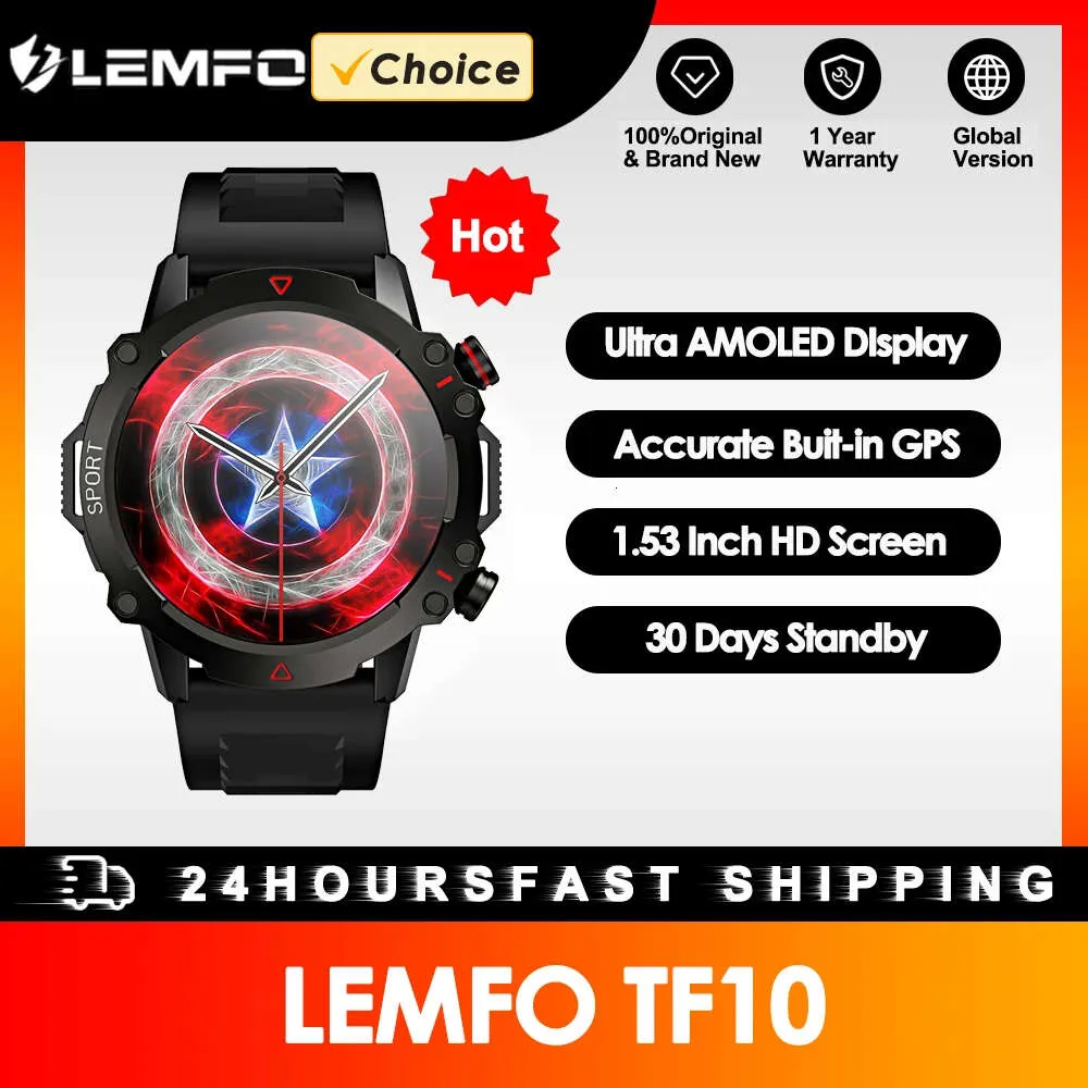 Lemfo Amoled Smart Watch Men 2023 Bluetooth Call Smartwatch Sport Waterproof Outdoor 1,53 tum 360*360 HD SCREEN 30 DAGS Tandby