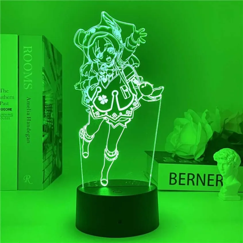 Genshin Impact Game Character Stand Model Plate Klee Diluc Venti Qiqi Barbara Zhongli Xiao Akryl Standing Sign Led Night Light Y288y