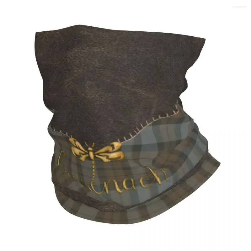 Bandanas Leather And Tartan Sassenach Dragonfly Pattern Neck Gaiter Men Women Windproof Winter Bandana Scarf For Cycling